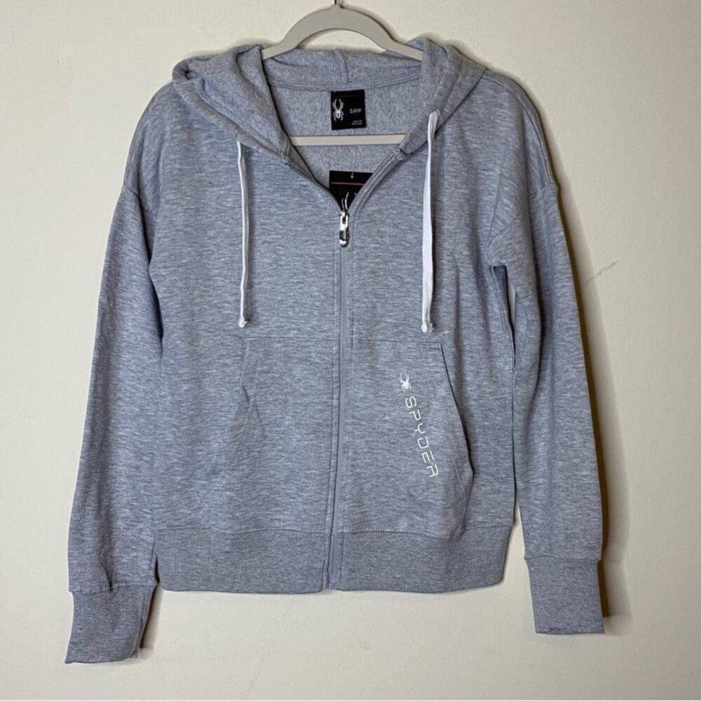 Spyder Gray Hoodie Full Zip Sweater Cotton Polyester Womens Size Medium NWT